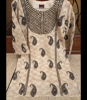 JACQUARD EMBROIDERY WITH MOTI  AND MIRROR HANDWORK COTTON  JACQUARD   SHIRT