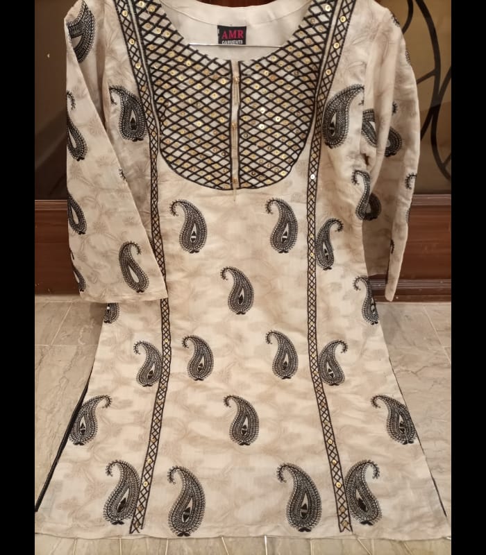 JACQUARD EMBROIDERY WITH MOTI  AND MIRROR HANDWORK COTTON  JACQUARD   SHIRT