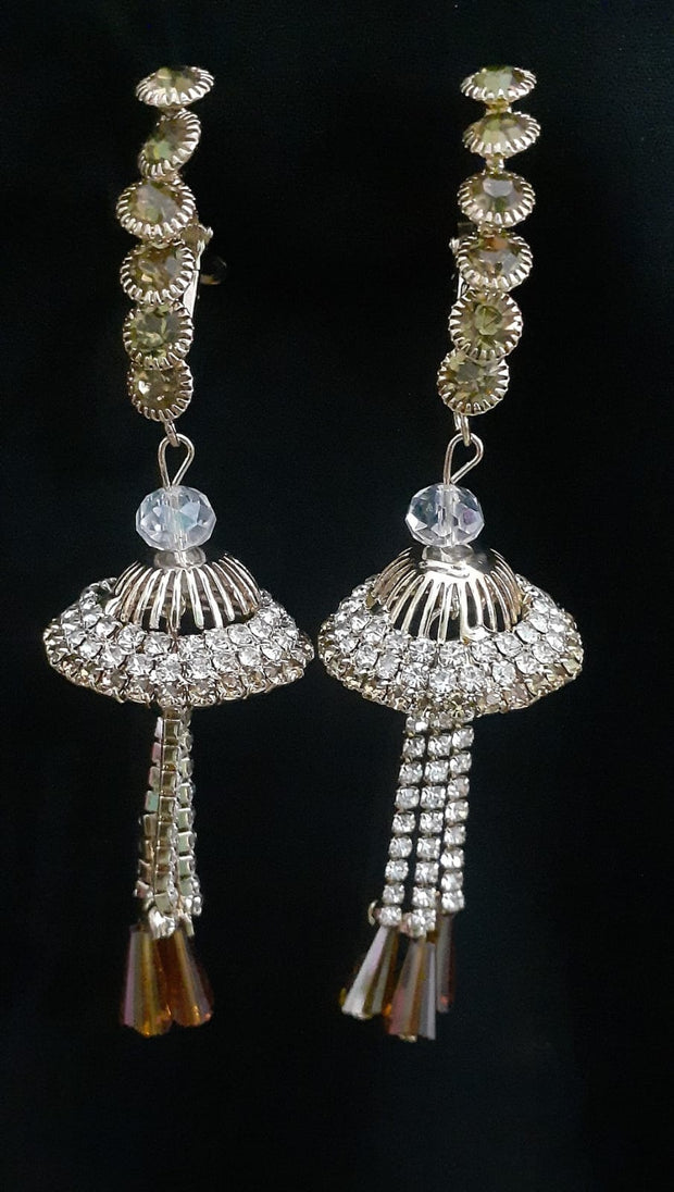 Long Champagne Stone Earrings