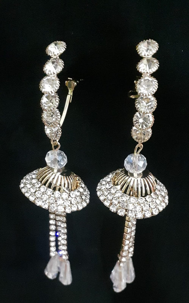 Long White   Stone Earrings
