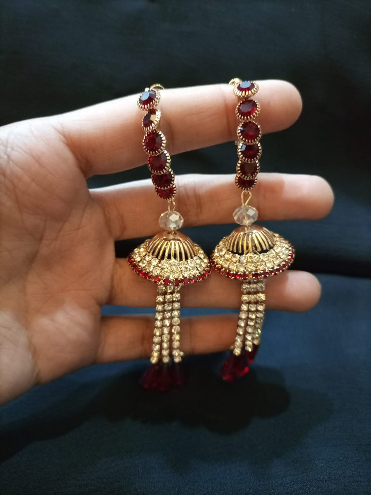 Long Red  Stone Earrings