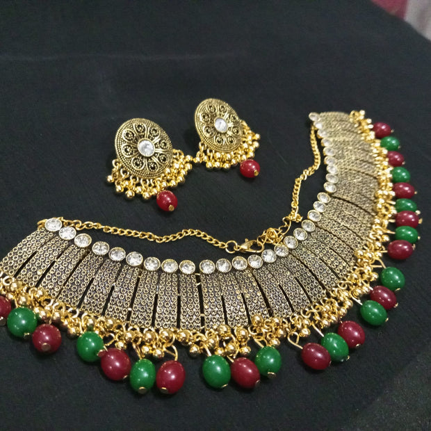Red and  Green  Beads Necklace