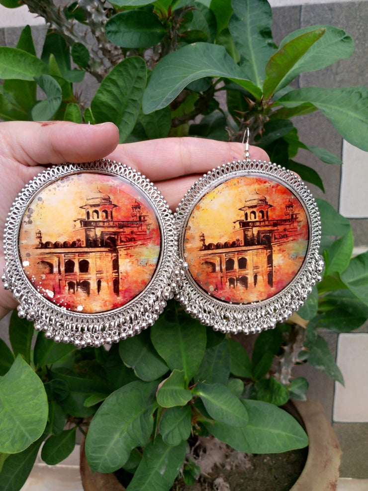 PRSERVE PAINTIN IN OVER SIZR SILVER JHUMKA