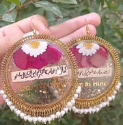 preserve flower in oversize jhumka with poetry and name