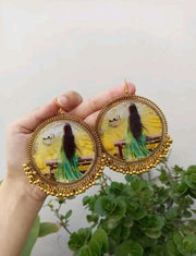 preserve painting in oversize jhumka with name "anum"