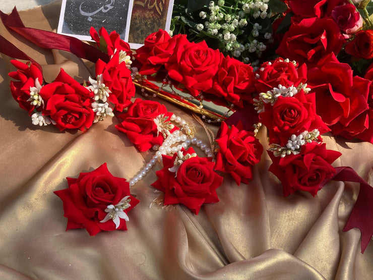 red  floral flower jewelry