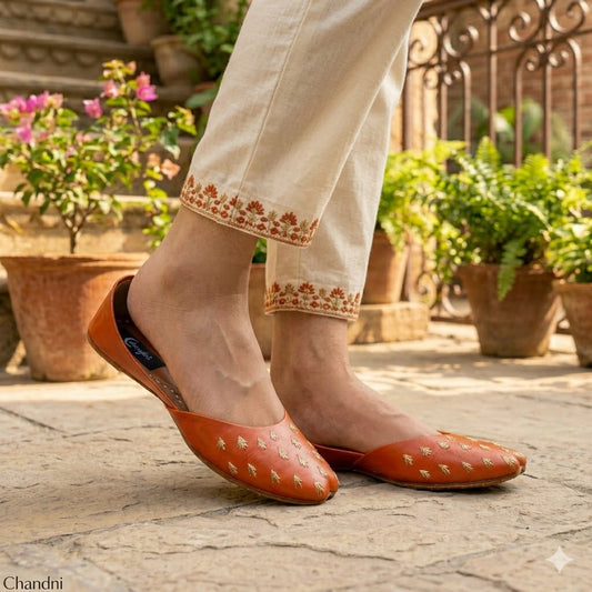 orange embroidery casual  Khussa