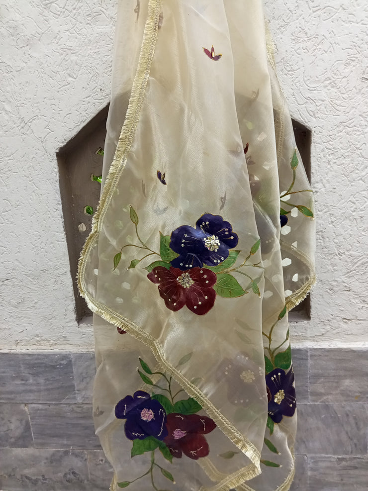 Handpainted organza dupata