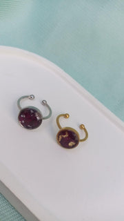 RESINE PRESERVED ROSE PETAL CRUSH  SILVER RING