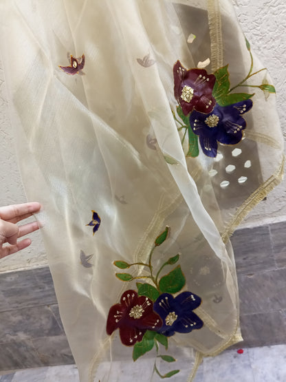 Handpainted organza dupata