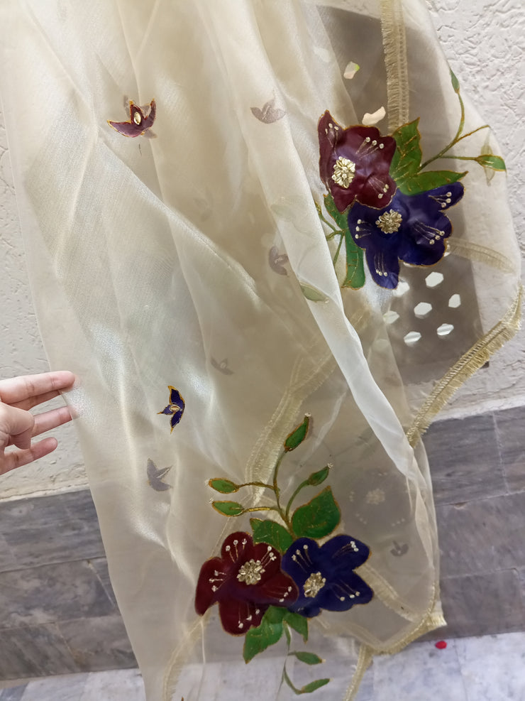 Handpainted organza dupata