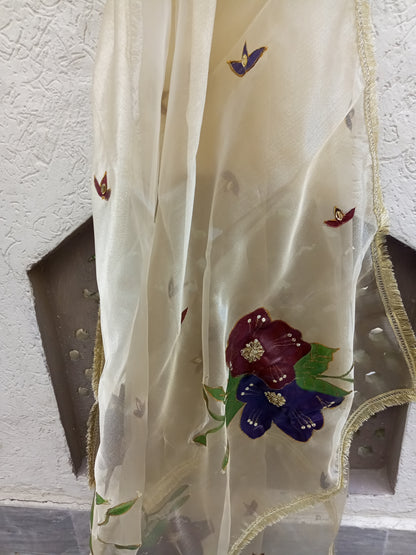 Handpainted organza dupata