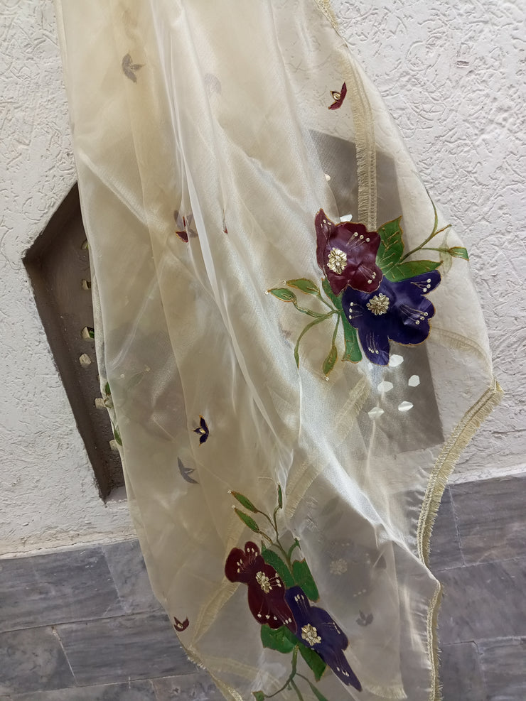 Handpainted organza dupata