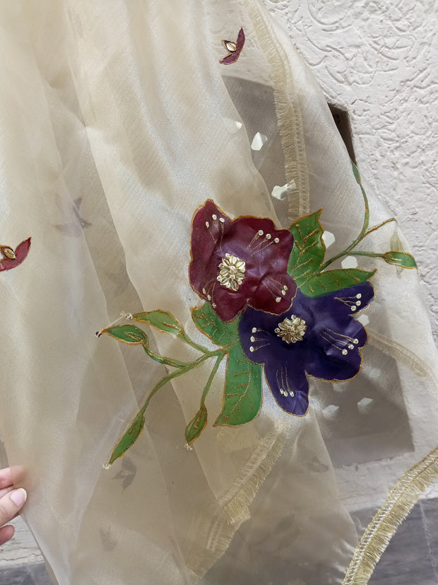 Handpainted organza dupata