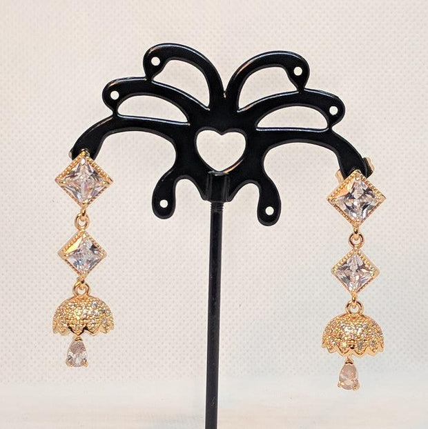 Small Jhumki Earrings white stone