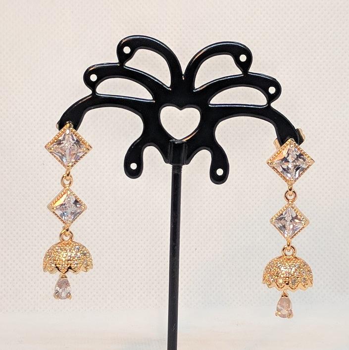 Small Jhumki Earrings shampaign stone
