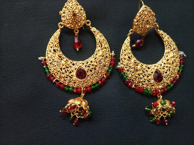 Red Stone Small jhumki Earrings