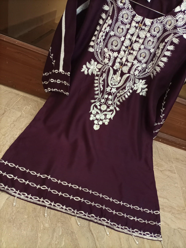 NECK EMBROIDERED SHIRT