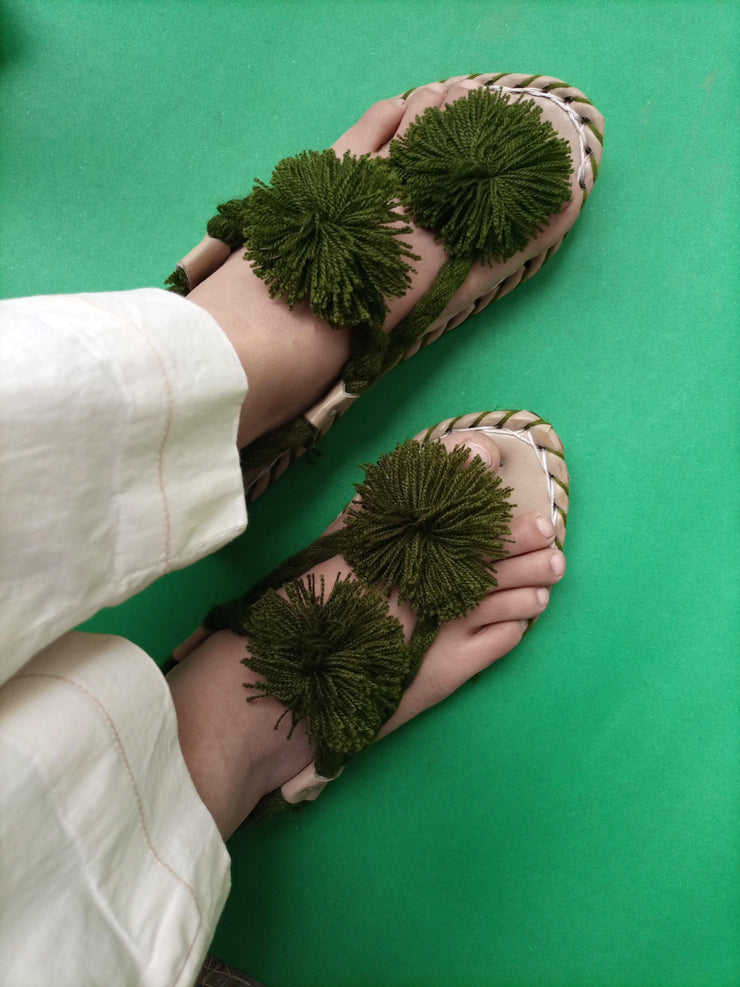 CHBC_205_ Olive Green Balochi Chapal