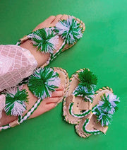 CHBC_213_Green White Multi Balochi Chapal