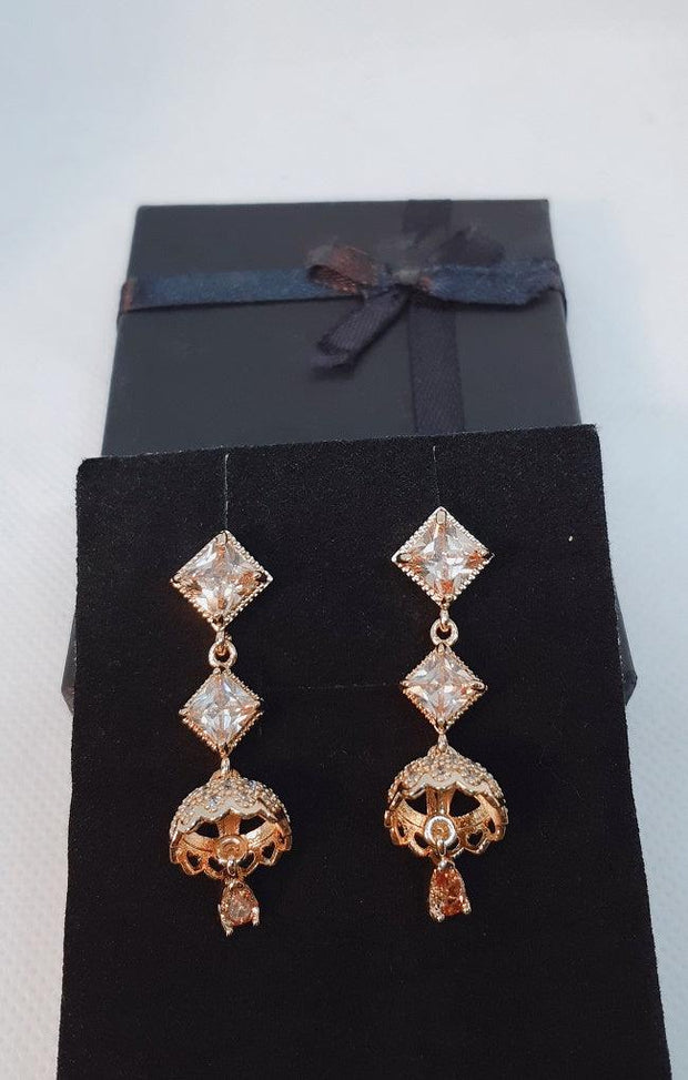 Small Jhumki Earrings shampaign stone