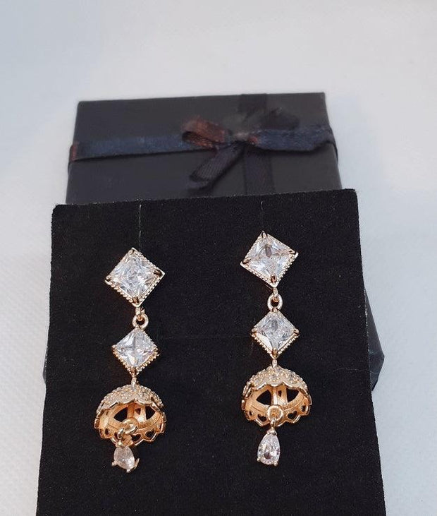 Small Jhumki Earrings white stone