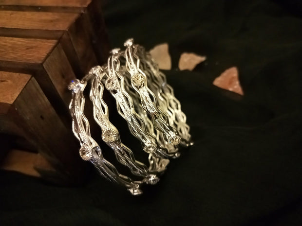 Silver Stone Bangles