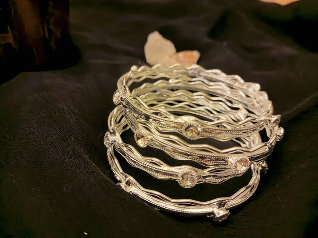 Silver Stone Bangles