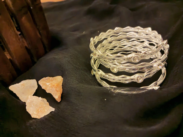 Silver Stone Bangles