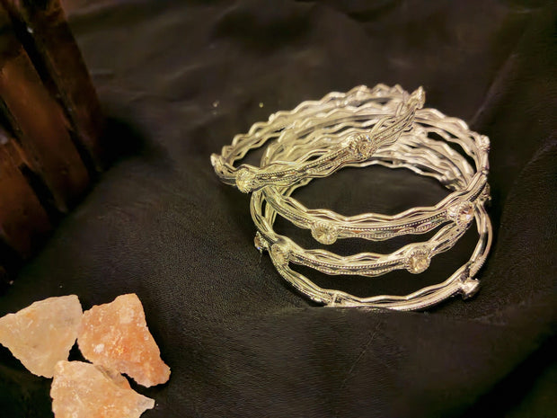 Silver Stone Bangles