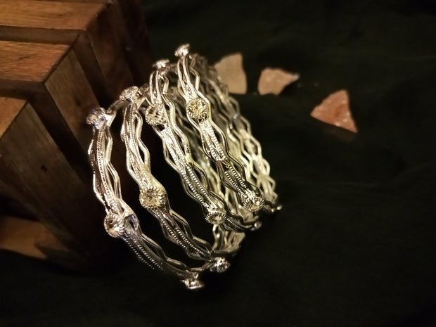 Silver Stone Bangles